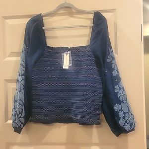 NWT- Anthropologie Embroidered Smock Top